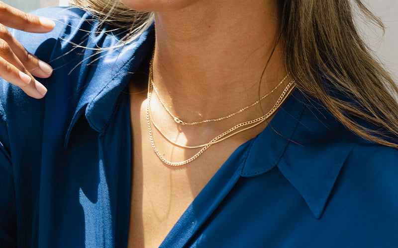 Gold necklace to wear with a V neck Dress?