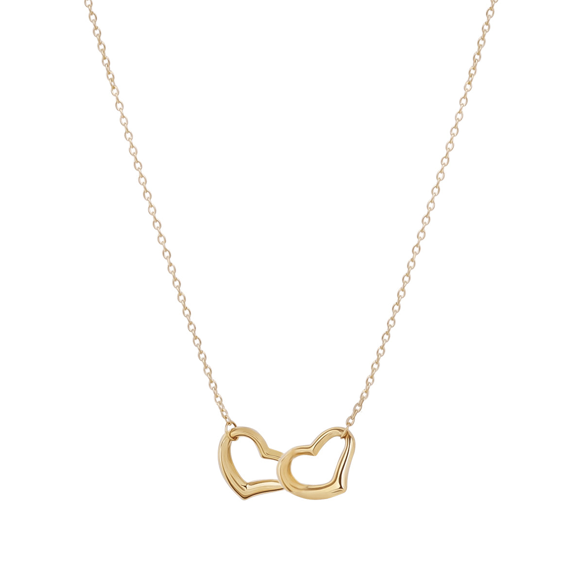 18ct Yellow Gold Double Heart Necklace