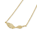 18ct Solid Yellow Gold Feather Necklace