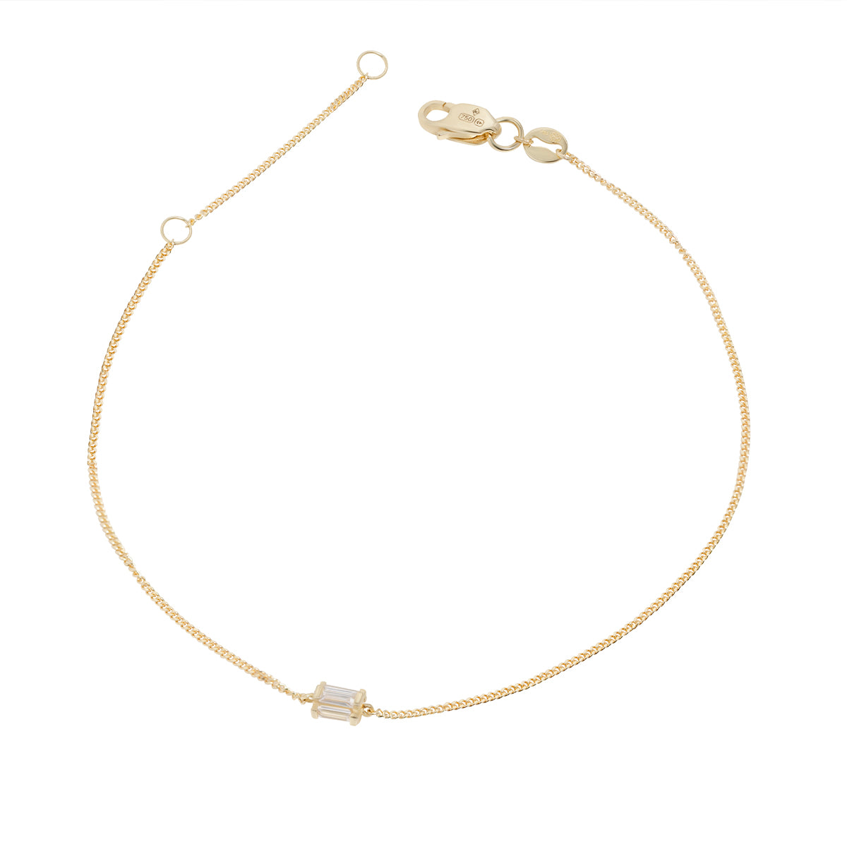18ct Solid Gold Gemstone Curb Chain Bracelet