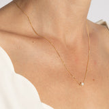 18ct Solid Yellow Gold Curb Pearl Necklace