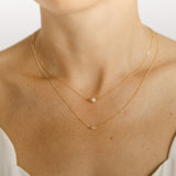 18ct Solid Yellow Gold Curb Pearl Necklace