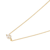 18ct Solid Yellow Gold Curb Pearl Necklace