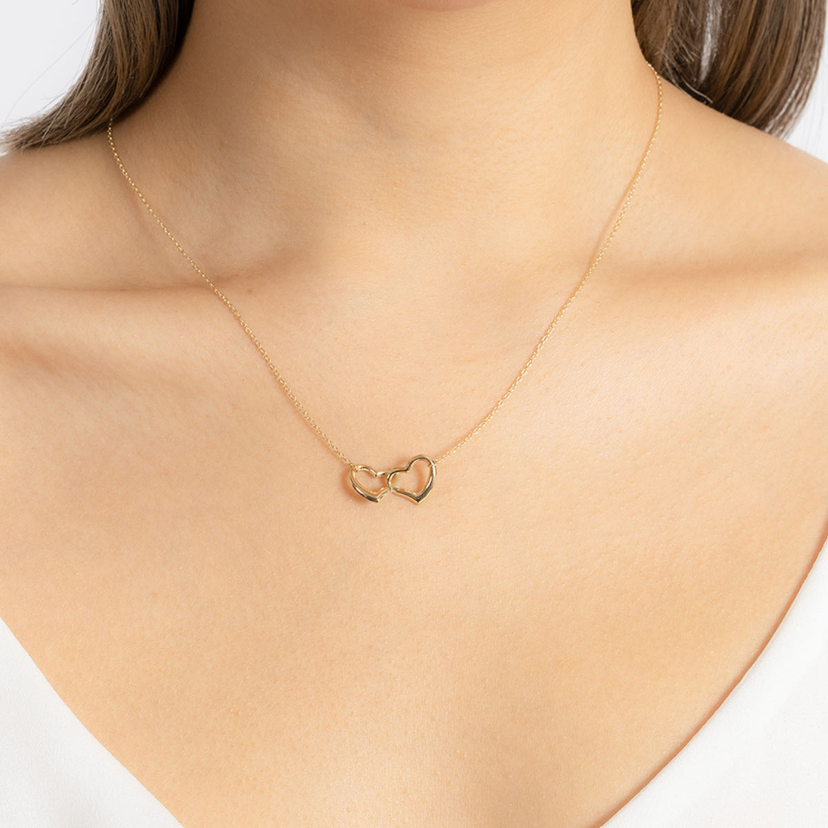 18ct Yellow Gold Double Heart Necklace