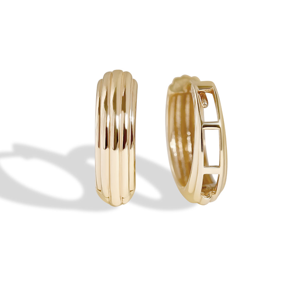 18ct Solid Gold Double Sided Hoop Earrings Thick and Chunky