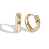 18ct Solid Gold Double Sided Hoop Earrings Thick and Chunky