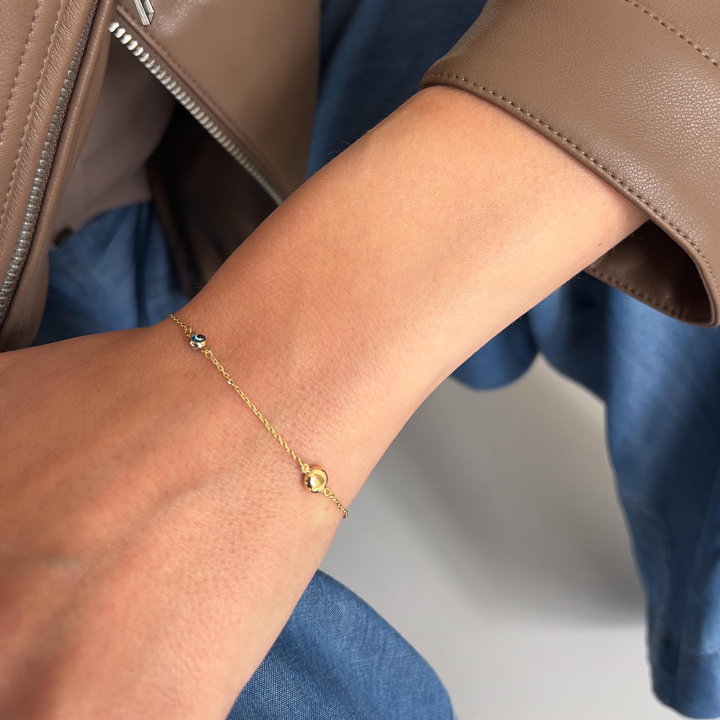 18ct Solid Gold Evil Eye Bracelet