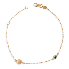 18ct Solid Gold Evil Eye Bracelet