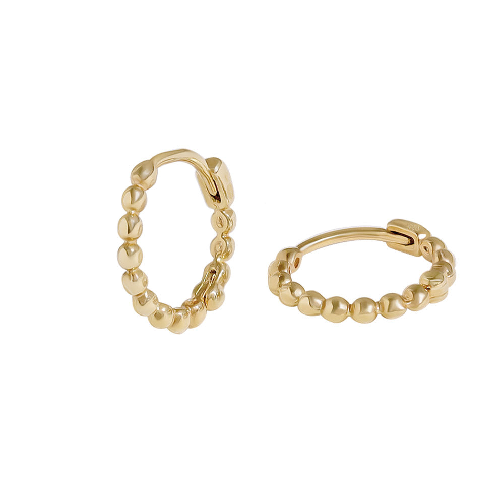 18ct Solid Gold Beaded Hoop Earrings