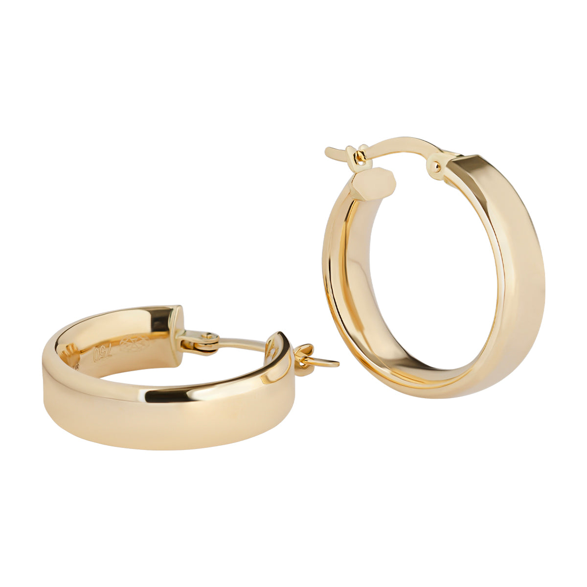 18ct Solid Gold Thick Chunky Hoop Earrings