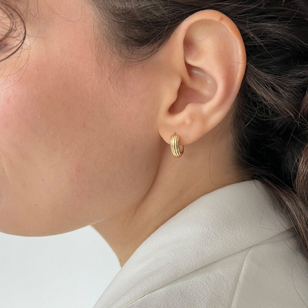 18ct Solid Gold Bold Line Hoop Earrings