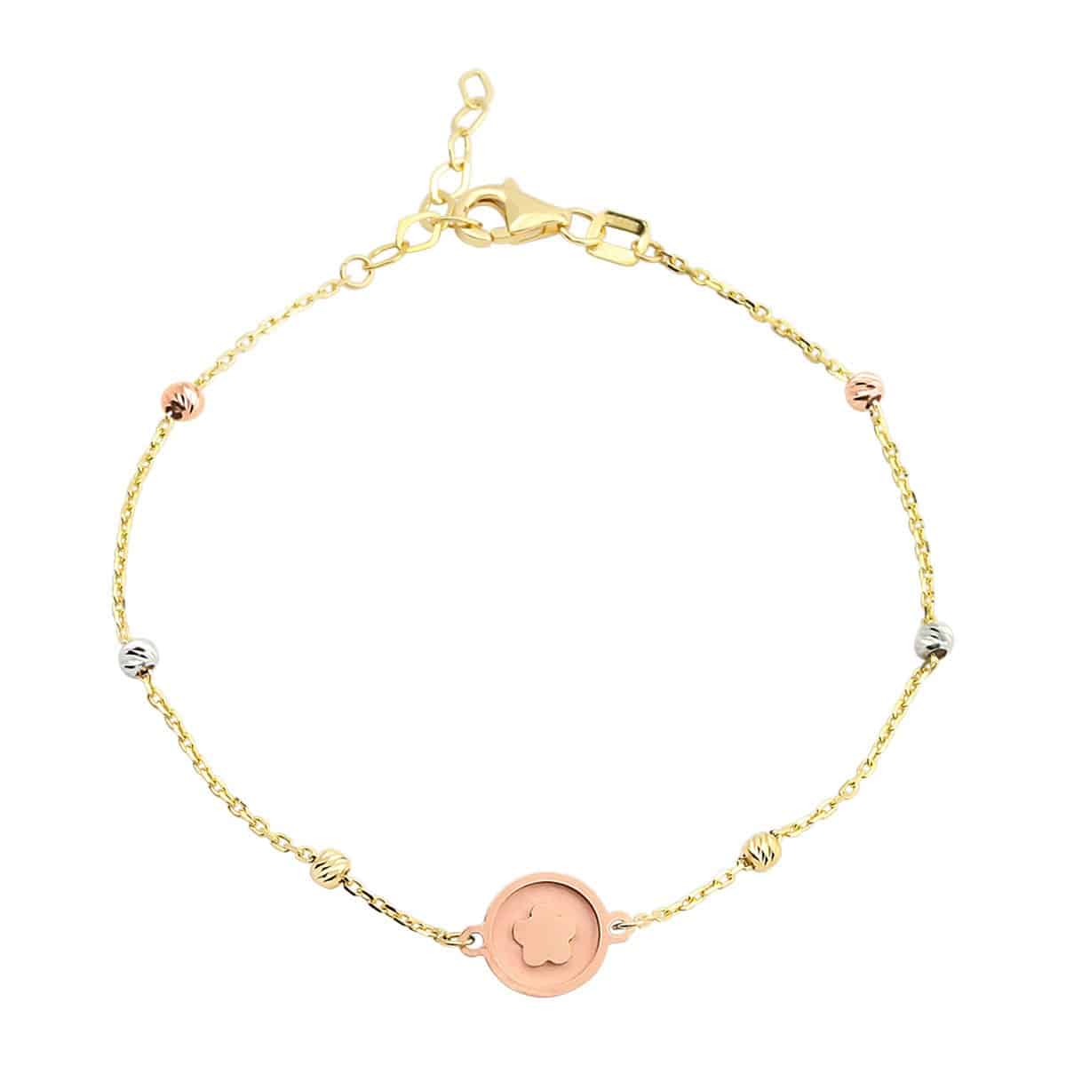 18ct Rose Gold Flower Chain Bracelet