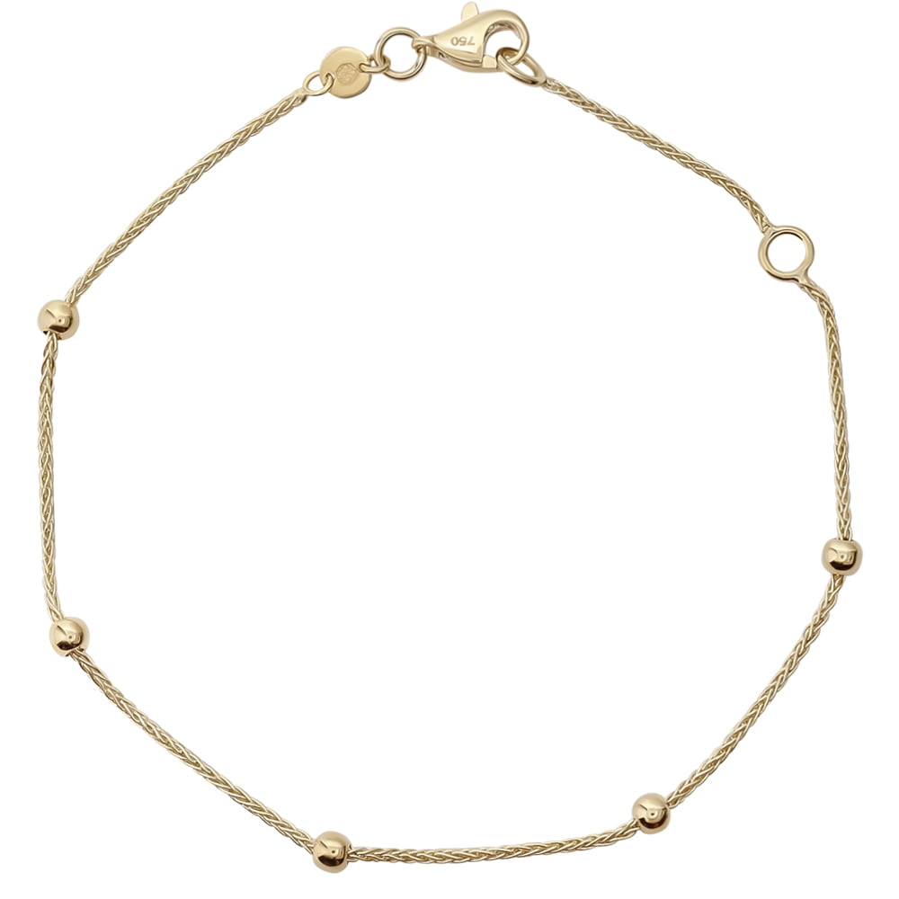 18ct Solid Gold Beaded Chain Bracelet Auric Jewellery