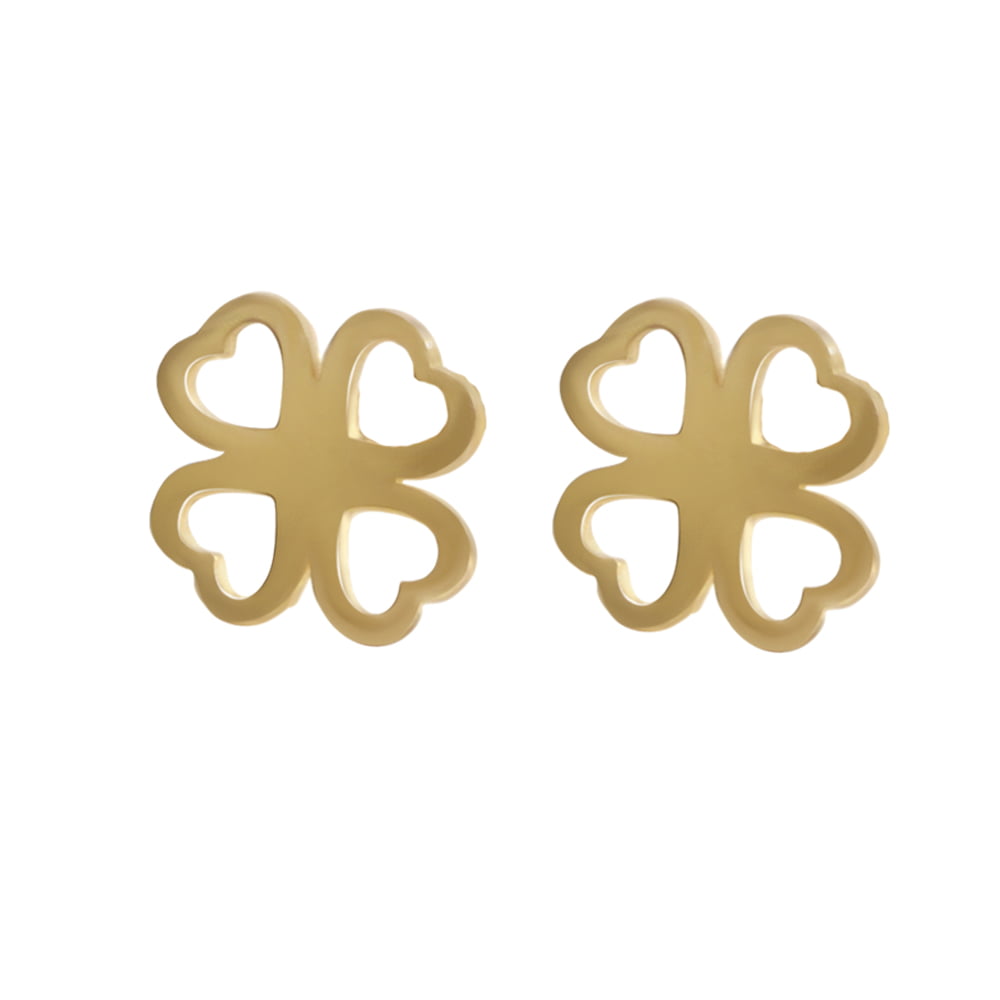 18ct Solid Gold Four Leaf Clover Earrings