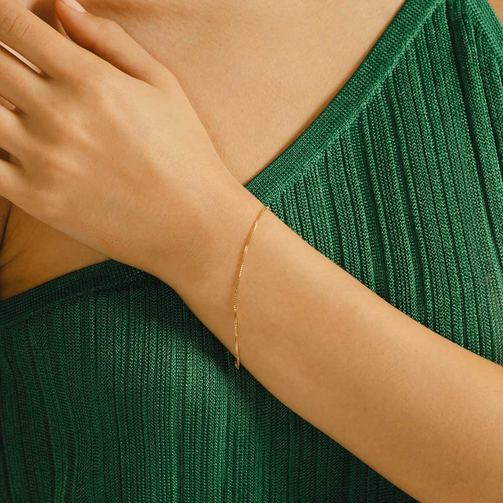 18ct Solid Gold Thin Box Chain Bracelet-3