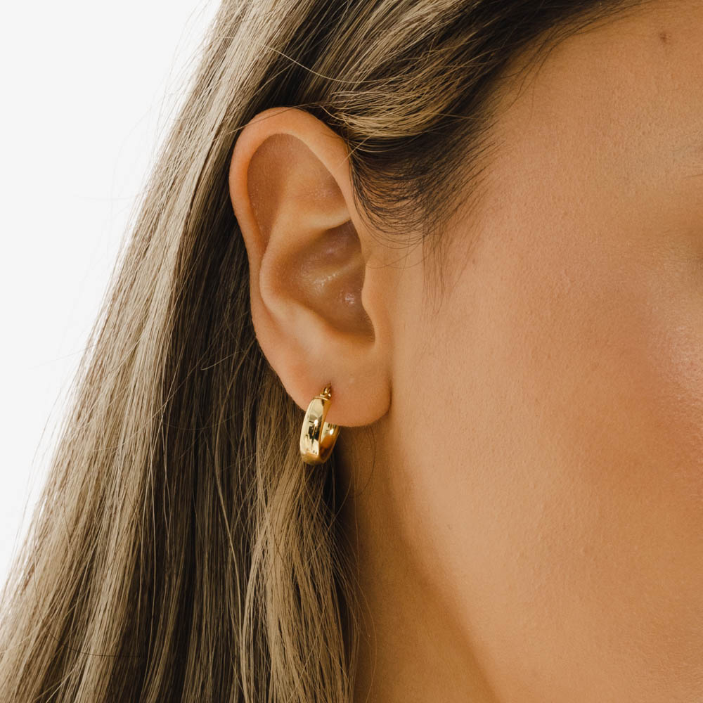18ct Solid Yellow Gold 15mm Hoop Earrings-7