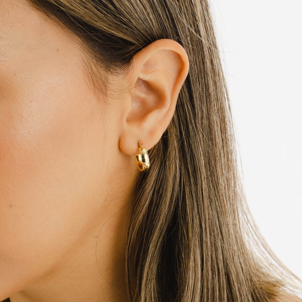 18ct Solid Yellow Gold 15mm Hoop Earrings-8
