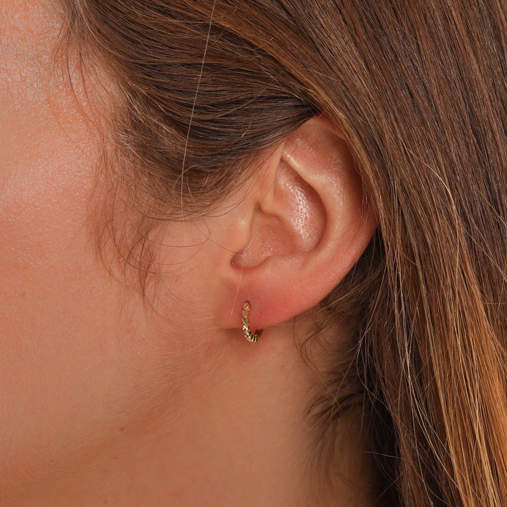 18ct Solid Yellow Gold 9mm Mini Hoop Earrings-1