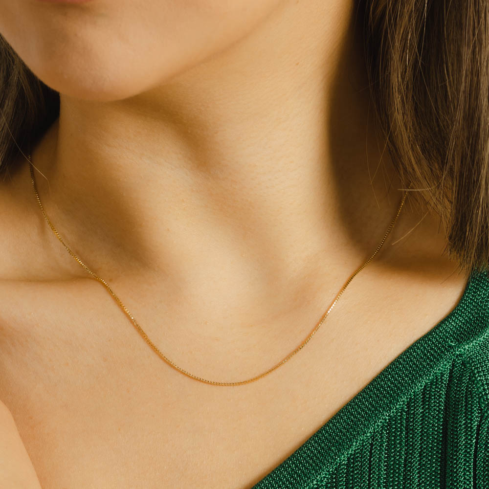 18ct Solid Yellow Gold Box Chain -3