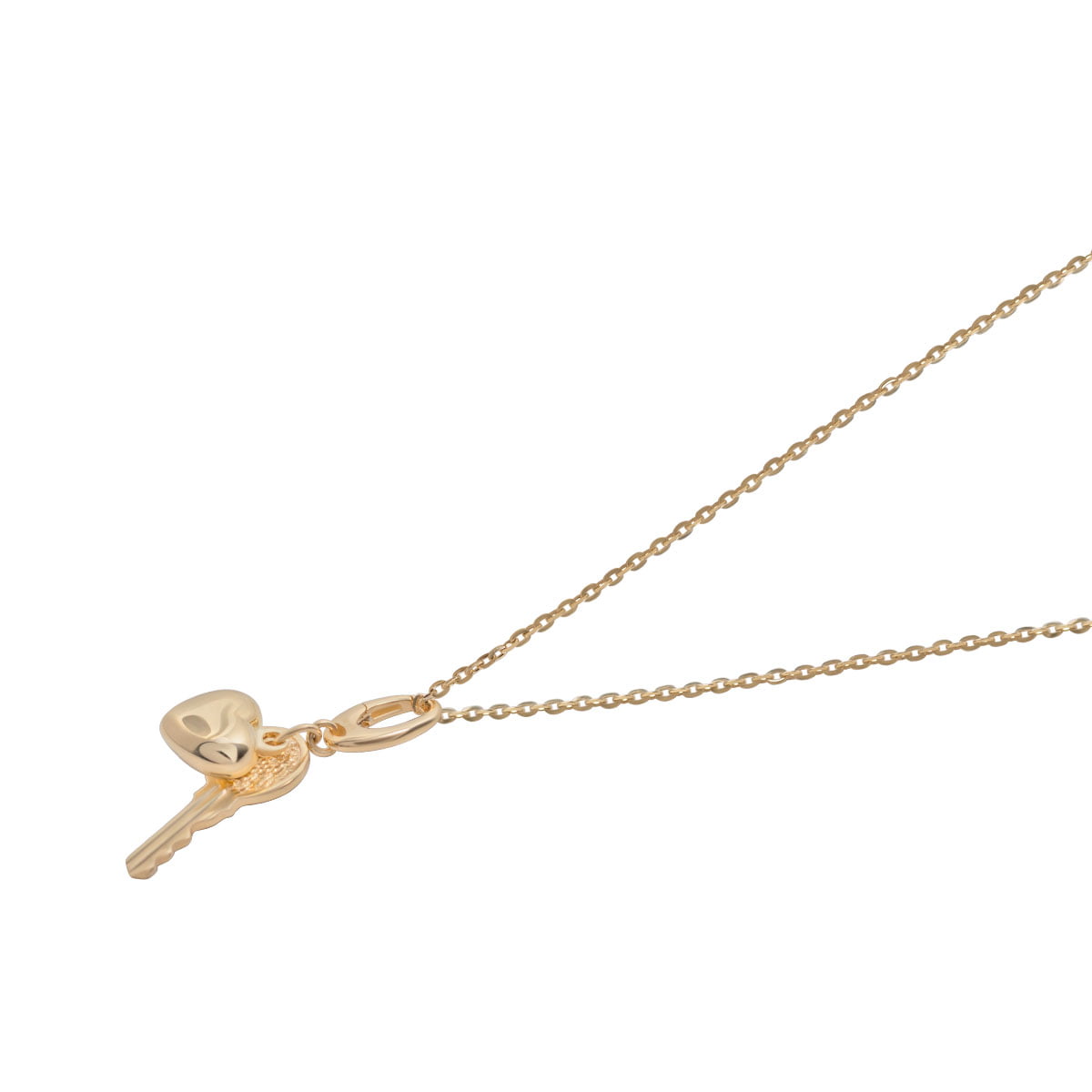 18ct Yellow Gold Key & Heart Charm Pendant