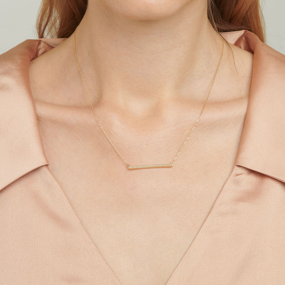 18ct Yellow Gold T Bar Chain Necklace_