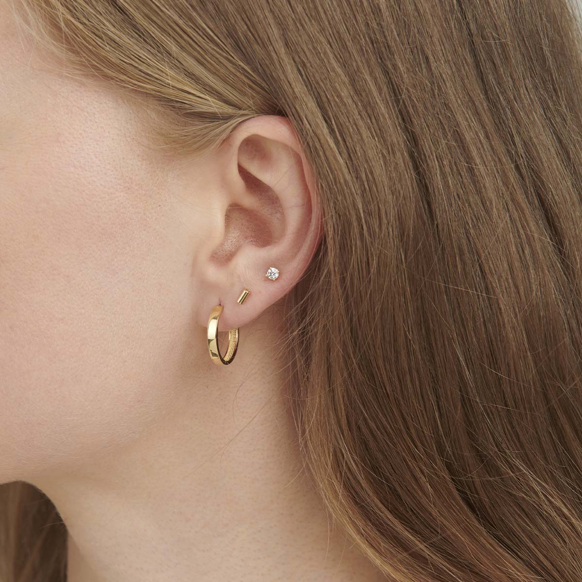 18ct Solid Yellow 17mm Plain Gold Hoop Earrings