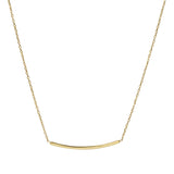 18ct Yellow Solid Gold Curved Bar Chain Necklace