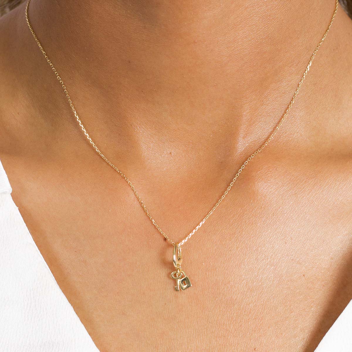 18ct Yellow Solid Gold Mini Lock & Key Charm