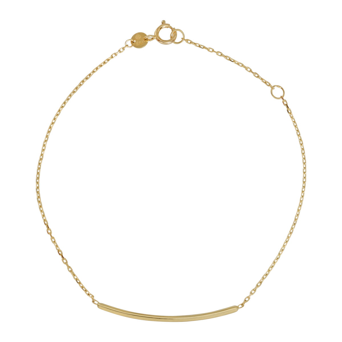 18ct Yellow Gold Curved T Bar Bracelet