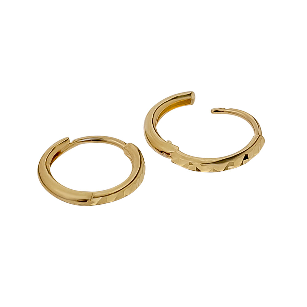 18ct Solid Gold Hammered 6mm Gold Hoops