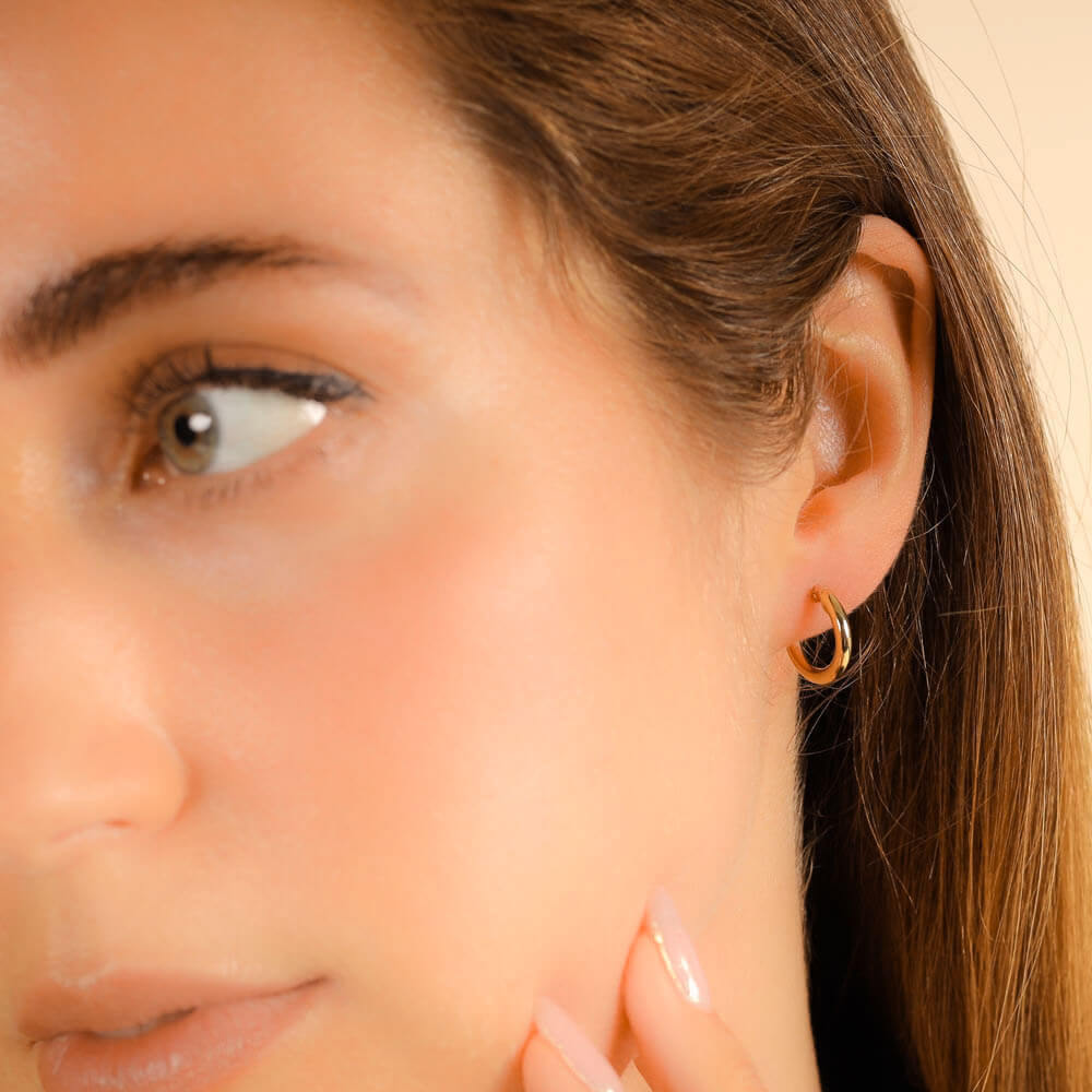 18ct Solid Yellow Gold Medium Real Gold Hoops