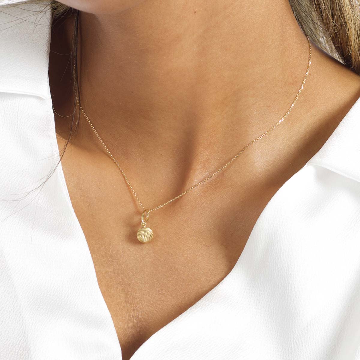 18k Yellow Gold Sphere Charm Pendant