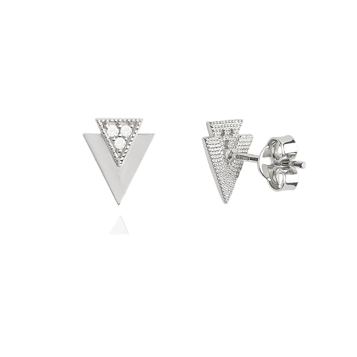 Gia Triangle 18ct White Gold Stud Earrings