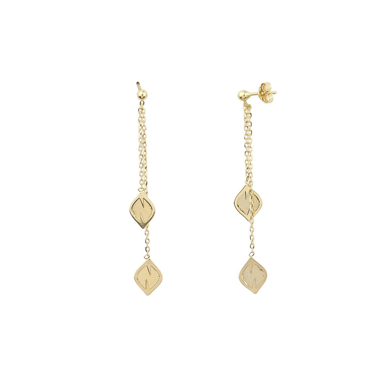 Noemi Leaf 18ct Yellow Gold Drop Earrings