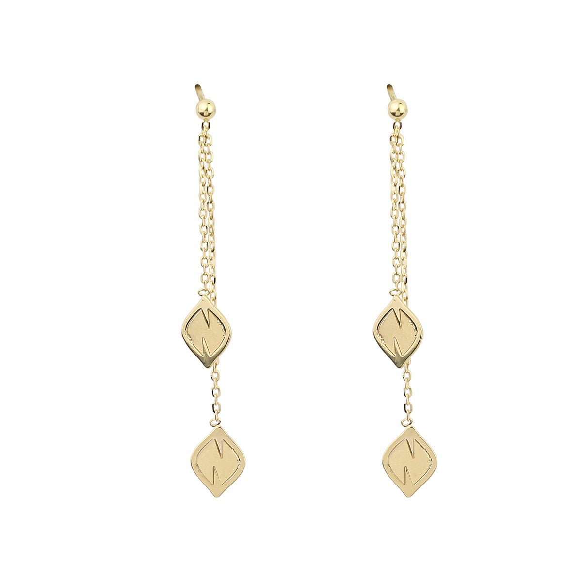 Noemi Leaf 18ct Yellow Gold Drop Earrings