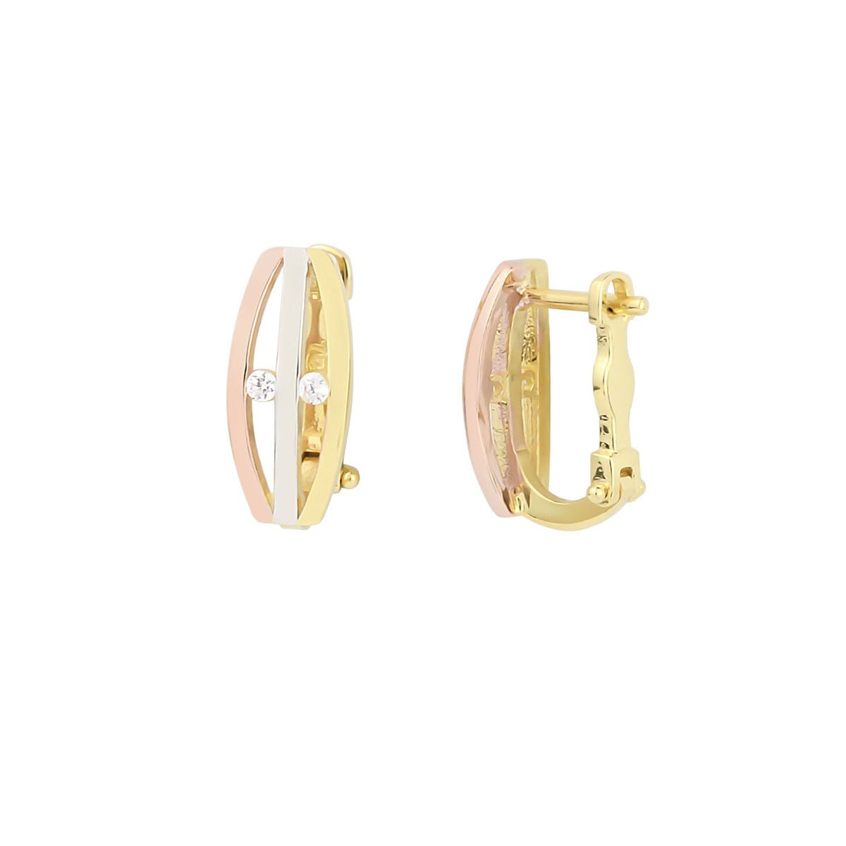 Cali Trio 18ct White, Rose & Gold Clip On Earrings