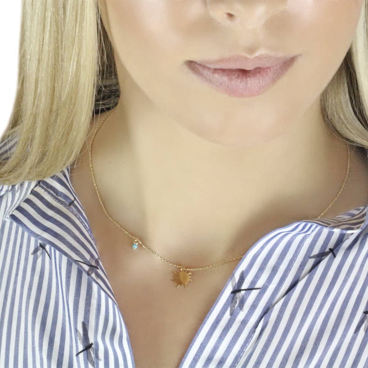 18ct Gold Turquoise Pendant Necklace