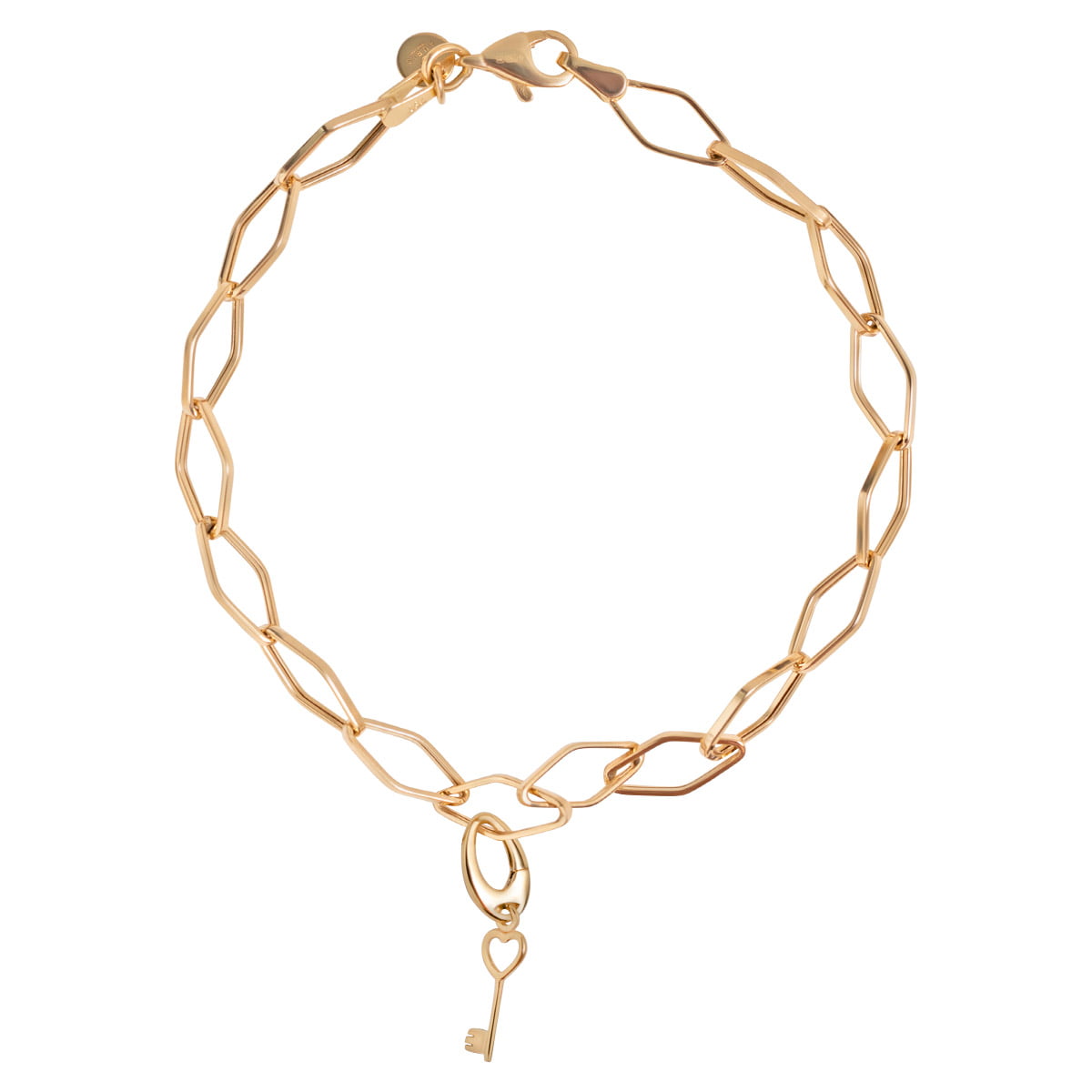 Yellow Gold Heart Key Charm Pendant