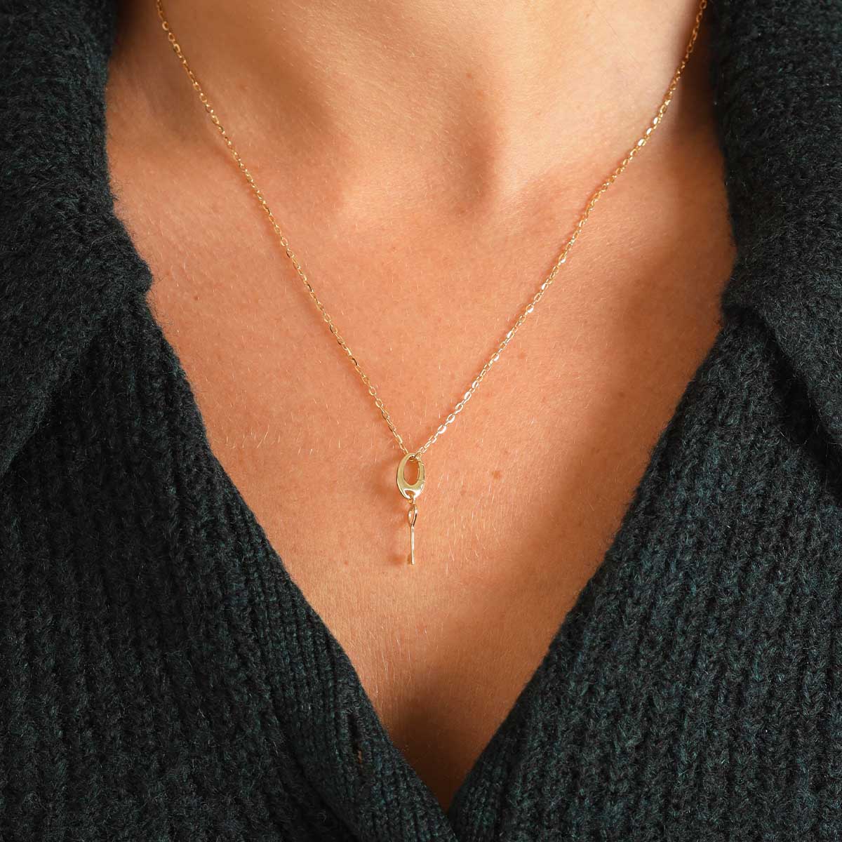 Yellow Gold Mini Heart Key Charm