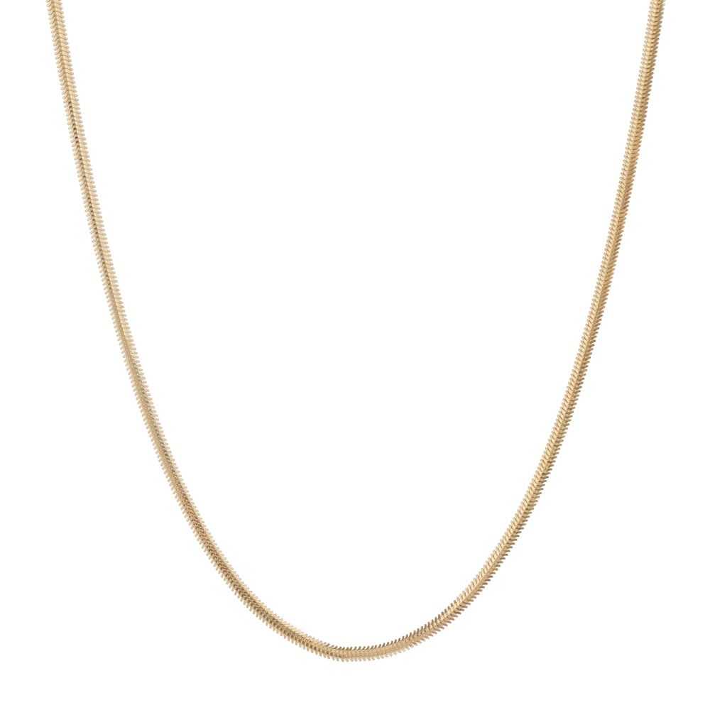 Yellow Flat Herringbone Gold Chain Necklace