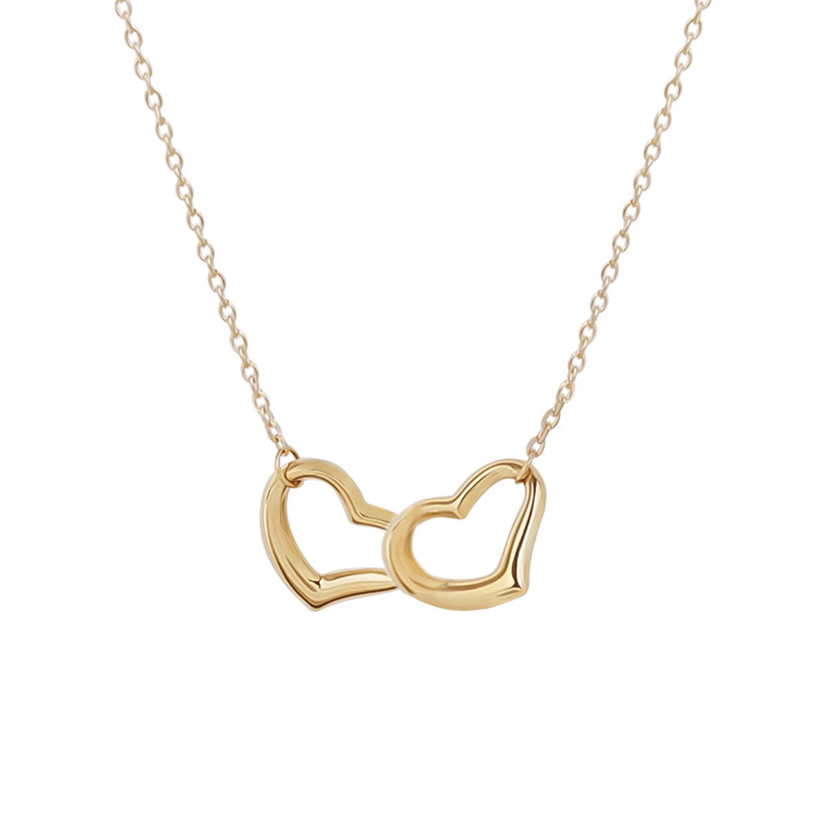 18ct Yellow Gold Double Heart Necklace