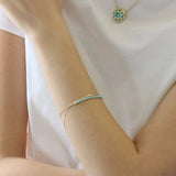 18ct Solid Gold Turquoise Bead Bracelet