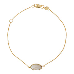 18ct Yellow Gold Oval Pearl Chain Bracelet
