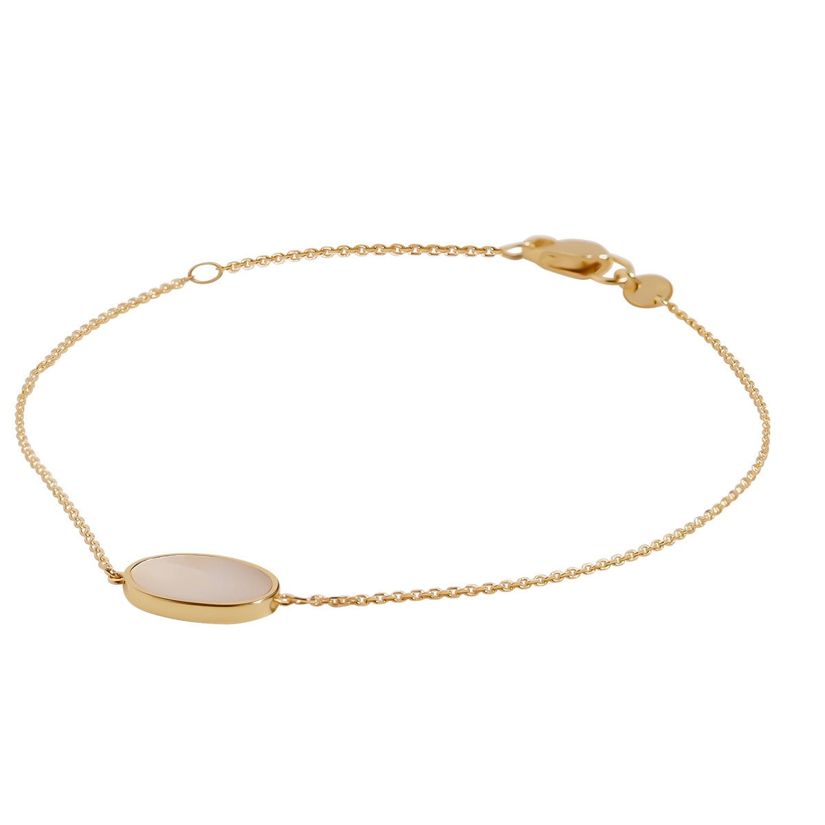 18ct Yellow Gold Oval Pearl Chain Bracelet