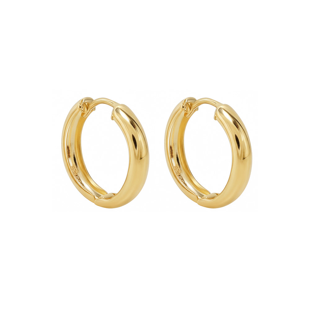 18ct Solid Yellow Gold 15mm Hoop Earrings
