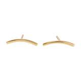 18ct Solid Gold Curved Bar Earrings