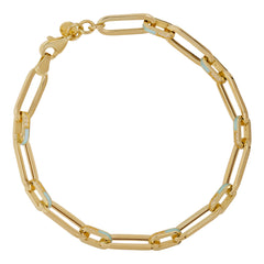 18ct Yellow Aqua Enamel Link Chain Bracelet