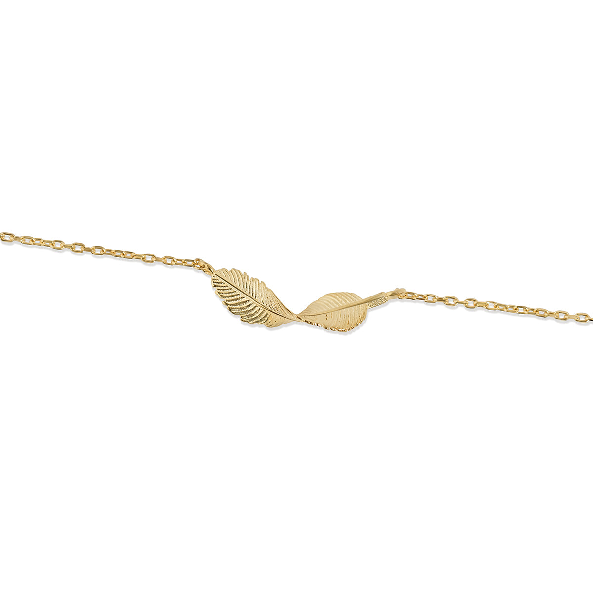 18ct Solid Yellow Gold Feather Necklace