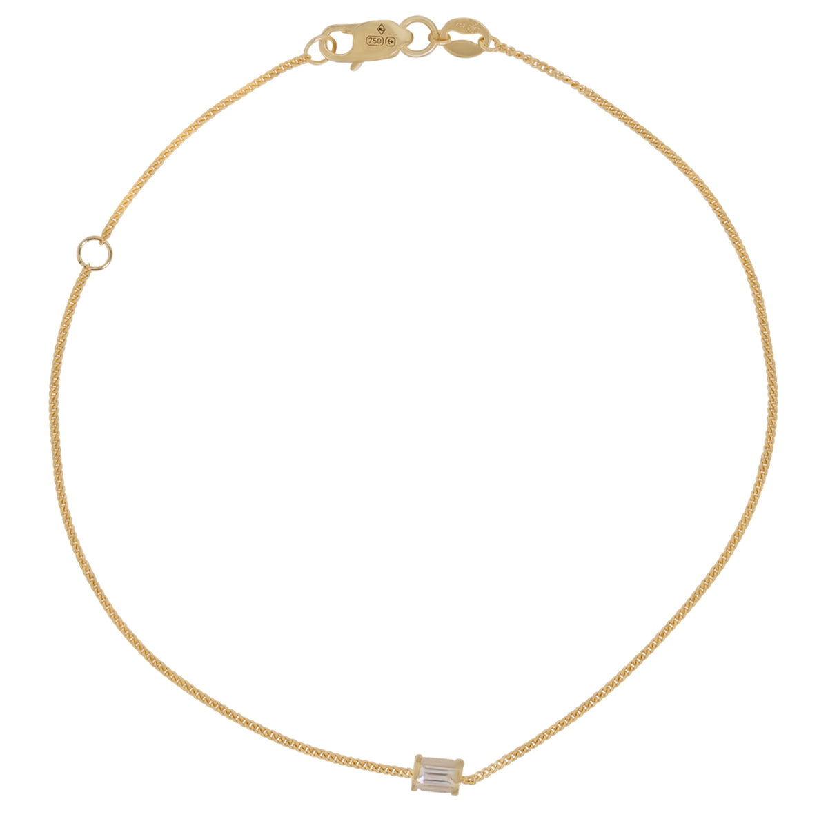 18ct Solid Gold Gemstone Curb Chain Bracelet