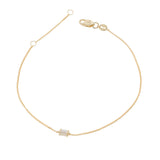 18ct Solid Gold Gemstone Curb Chain Bracelet